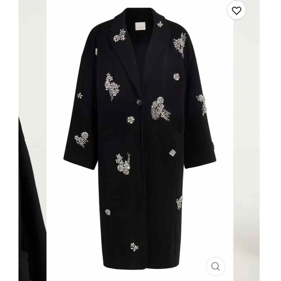 Cinq A Sept Gravis Ivy Embellished Coat Black Wool - Picture 2 of 7
